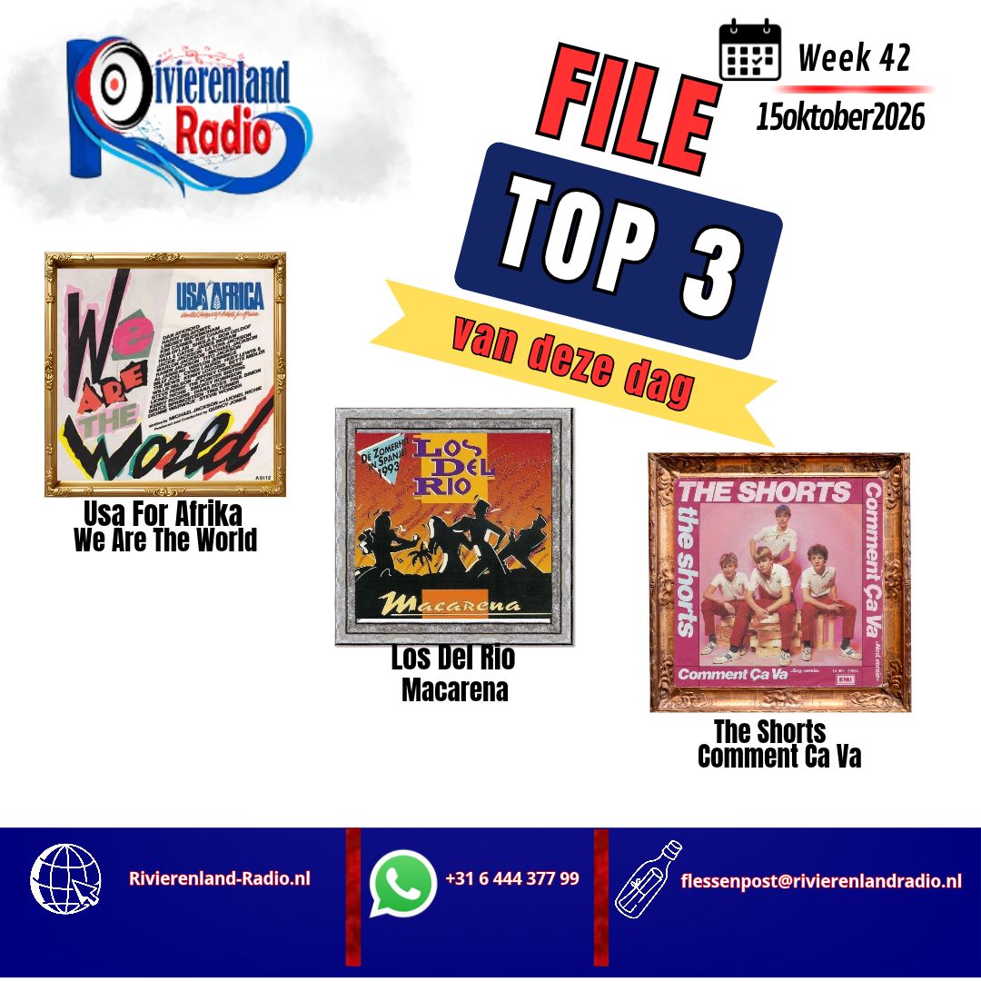 De File Top 3 – vandaag om 16.45 uur bij Rivierenland Radio!